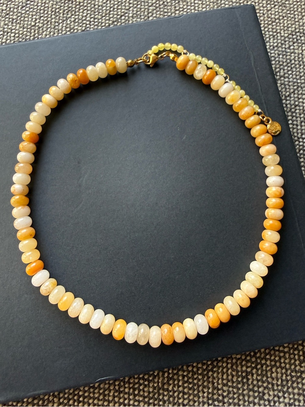 NEW Mayamar Yellow Agate Beaded Boho Layering Necklace Genuine Natural